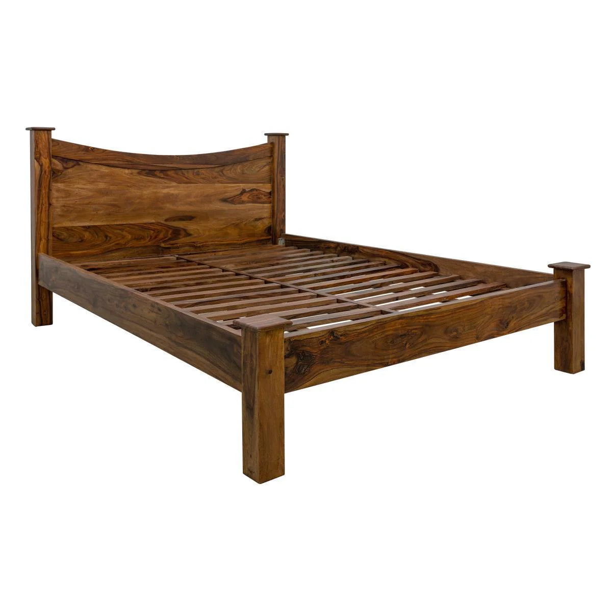 Sierra Curved Bed – Elegant Solid Sheesham Wood Queen Size Bed