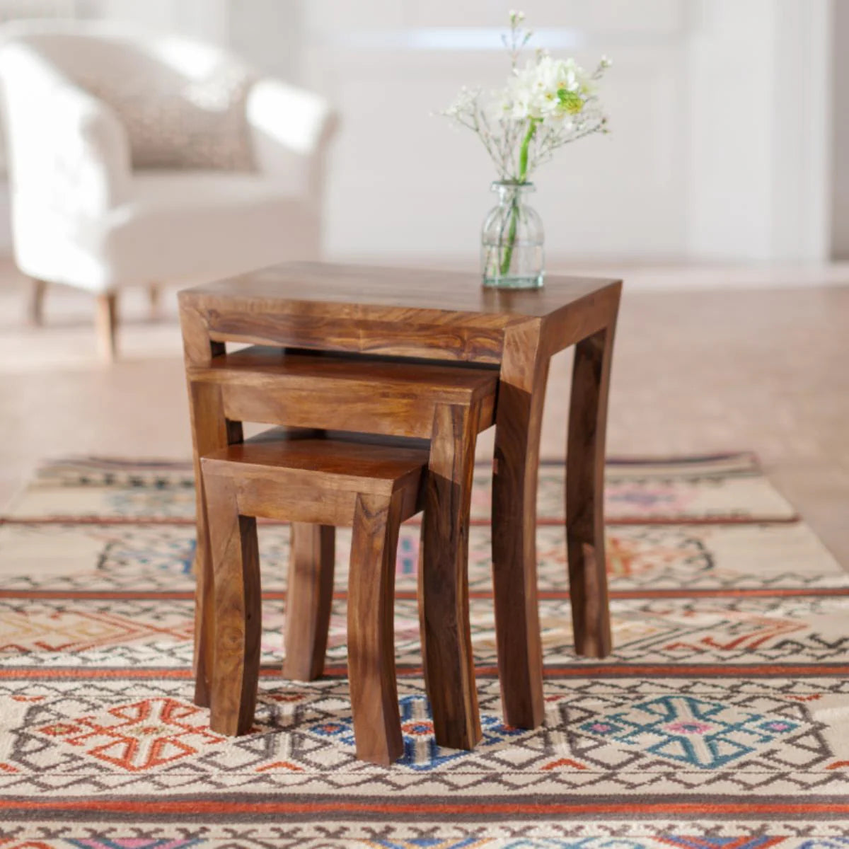 Seiraa Nesting Tables Grain Detail | Mamta Handicraft