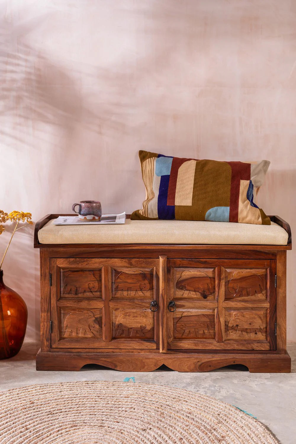 Sierra Hathi Storage Trunk Front View | Mamta Handicraft