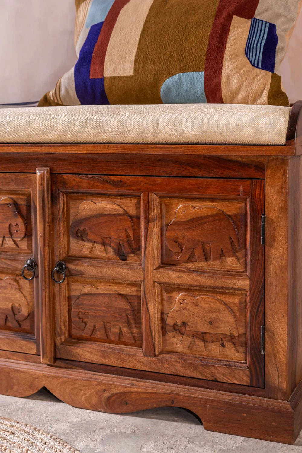 Sierra Hathi Storage Trunk Side View | Mamta Handicraft