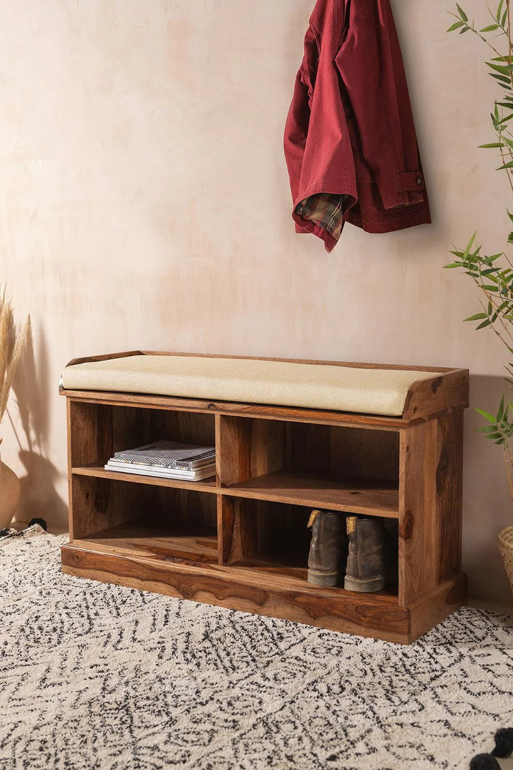 Sierra Storage Seat Sheesham Wood | Mamta Handicraft