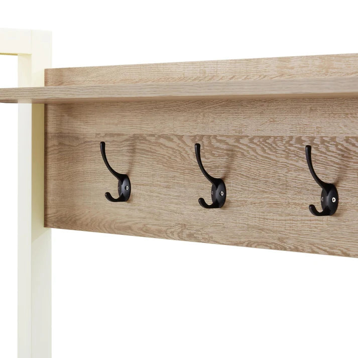 Wynmist Solid Wood Hallway Shelf with Hooks | Mamta Handicraft