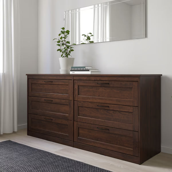 Bedroom furniture, set of 4, brown, 140x200 cm (55 1/8x78 3/4 ")