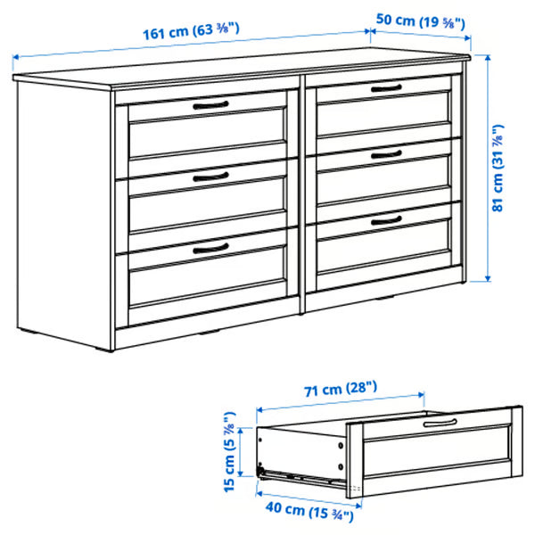 Bedroom furniture, set of 4, brown, 140x200 cm (55 1/8x78 3/4 ")