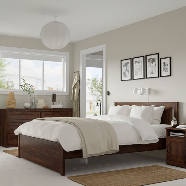 Bedroom furniture, set of 4, brown, 140x200 cm (55 1/8x78 3/4 ")
