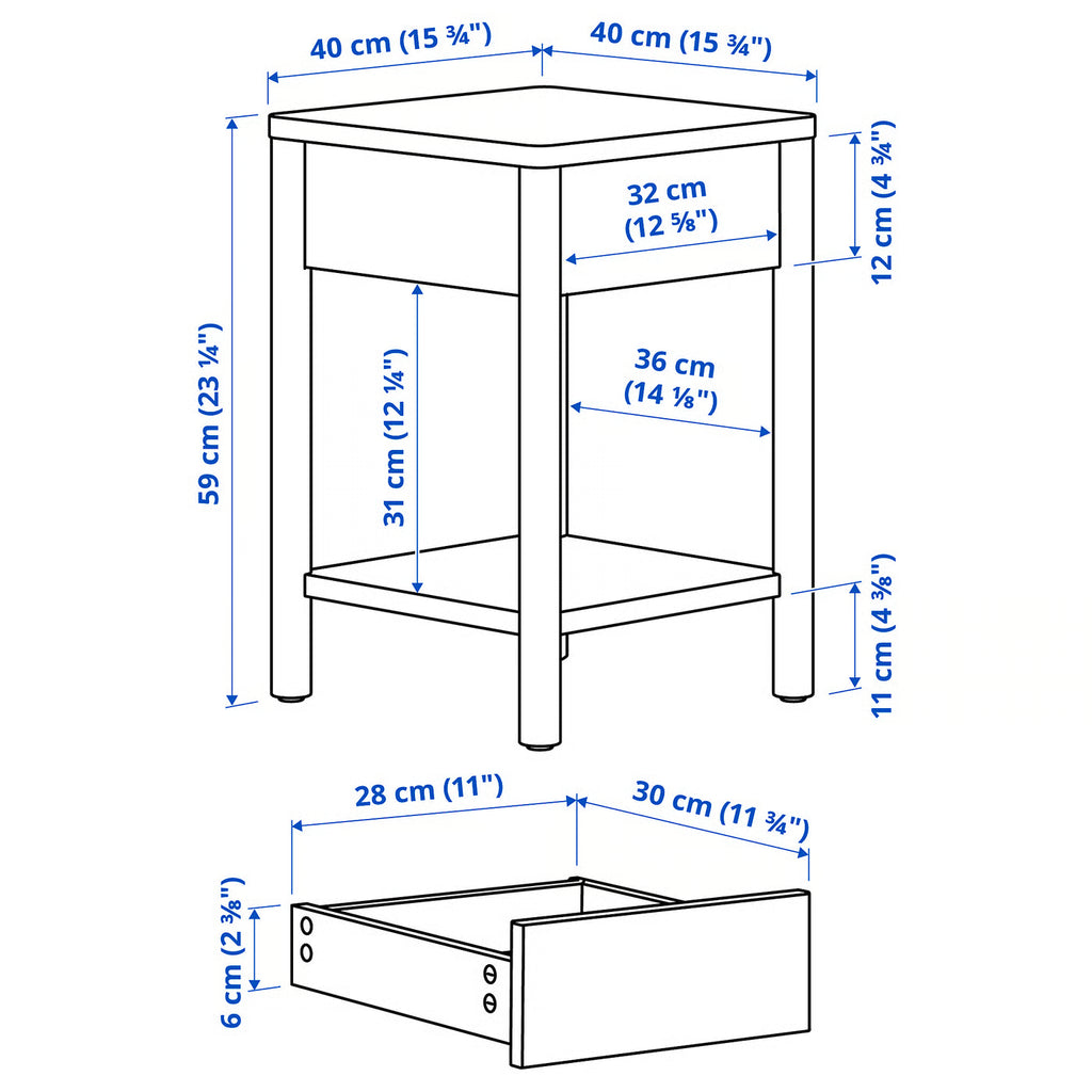 Bedroom furniture, set of 3, incl bed storage/brown stained Solid wood , 180x200 cm (70 7/8x78 3/4 ")