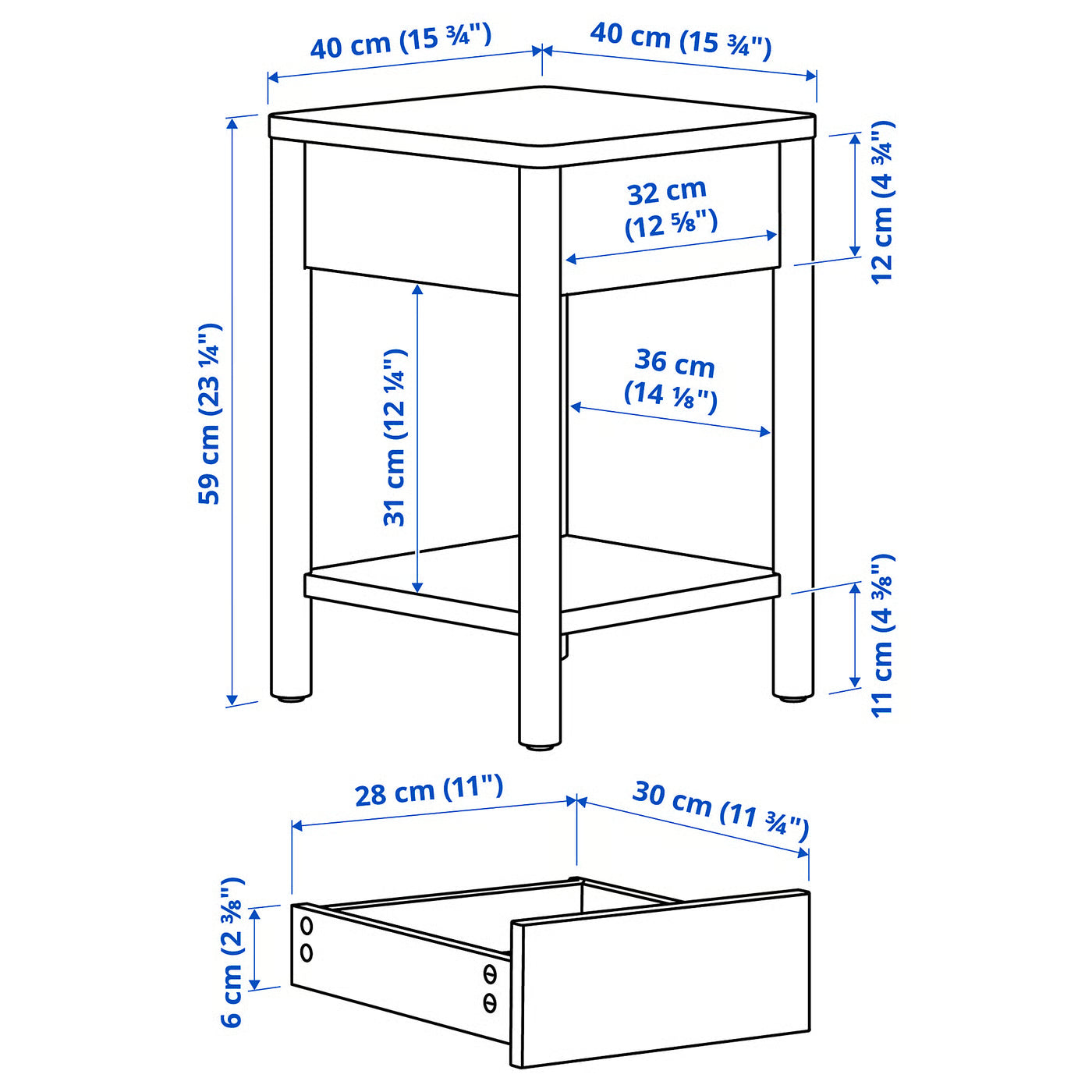 Bedroom furniture, set of 3, incl bed storage/brown stained Solid wood , 180x200 cm (70 7/8x78 3/4 ")