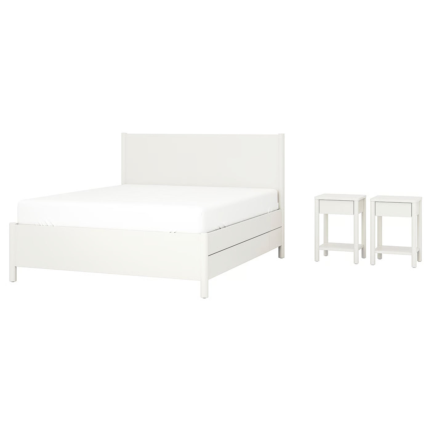 Bedroom furniture, set of 3, incl bed storage/brown stained Solid wood , 180x200 cm (70 7/8x78 3/4 ")
